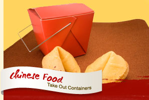 Fortune Cookies in Chinese Food Take Out Containers.